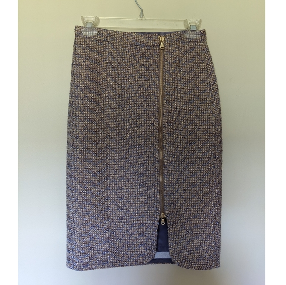 J. Crew tweed pencil skirt with zipper accent - Picture 2 of 16